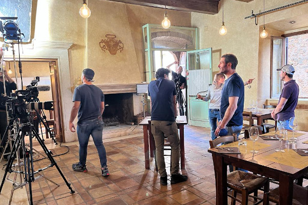 Un momento delle riprese della trasmissione
